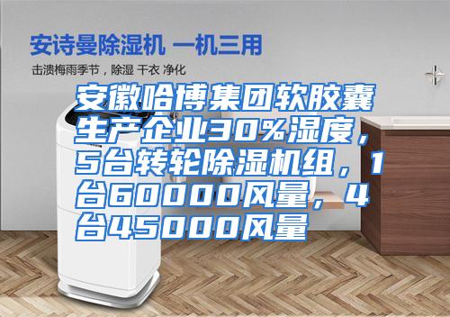 安徽哈博集团软胶囊生产企业30%湿度，5台转轮除湿机组，1台60000风量，4台45000风量