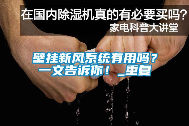 壁挂新风系统有用吗？一文告诉你！_重复