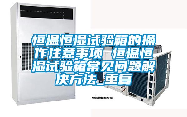 恒温恒湿试验箱的操作注意事项 恒温恒湿试验箱常见问题解决方法_重复